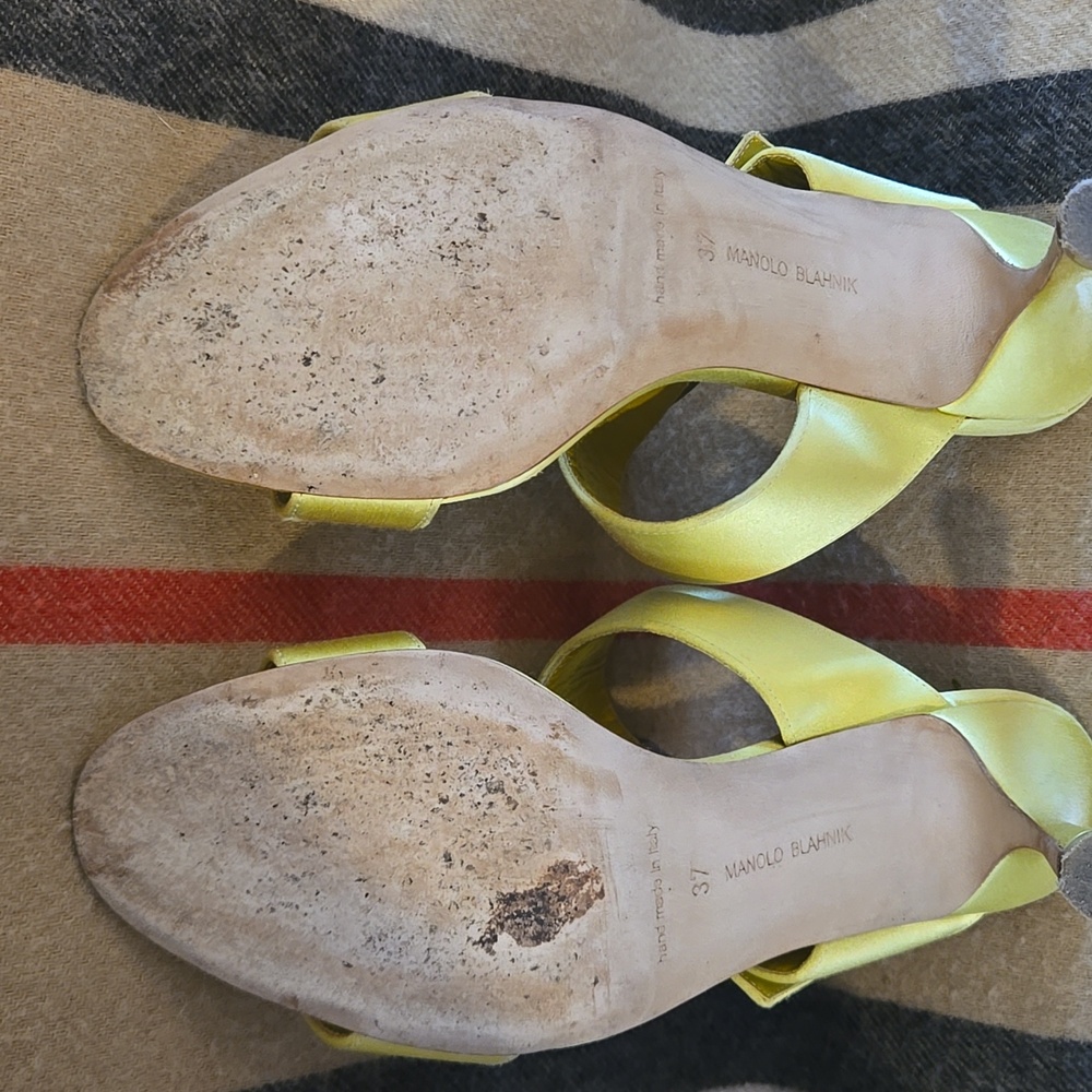 Manolo Blahnik Verda Sandal profi 105 Chartreuse 37 - Picture 7 of 13